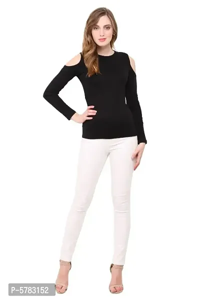 Women Cotton Cold Shoulder Full Sleeve Top-thumb3