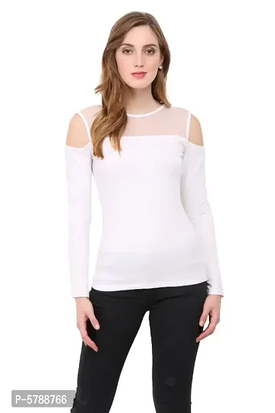 Women Cold Shoulder White Top-thumb0