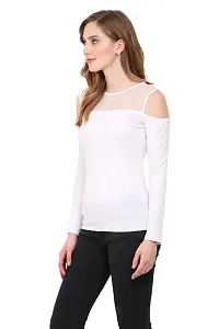 Women Cold Shoulder White Top-thumb1