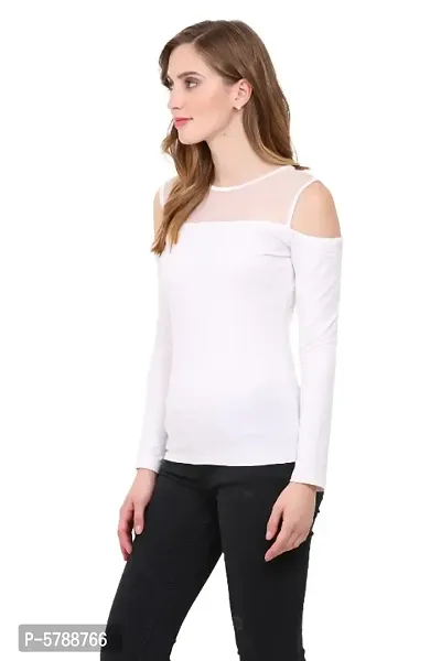 Women Cold Shoulder White Top-thumb2