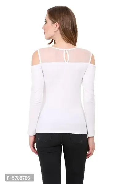 Women Cold Shoulder White Top-thumb3