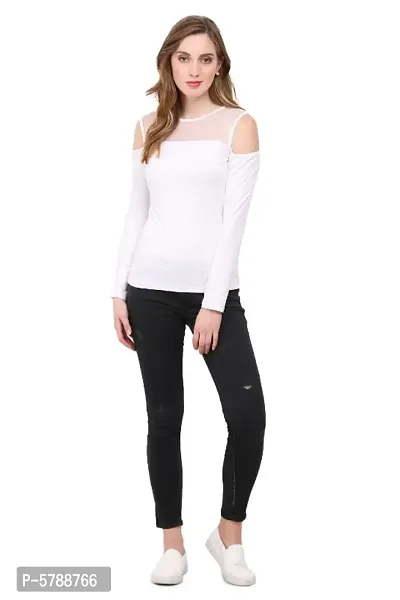 Women Cold Shoulder White Top-thumb5