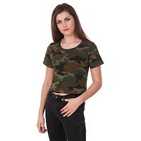 Women Half Sleeve Solid Crop Top-thumb1