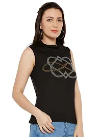 Women High Neck Sleeveless Embellished Top-thumb3