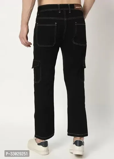 Stylish Black Denim Solid Mid-Rise Jeans For Men-thumb2