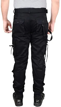 Stylish Black Cotton Cargos For Men-thumb1