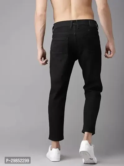 Comfortable Black Cotton Blend Mid-Rise Jeans For Men-thumb2