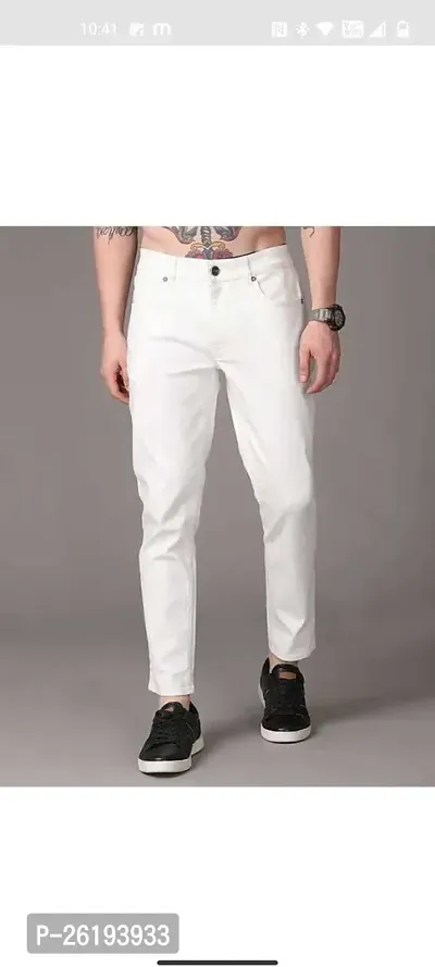 Stylish Cotton Blend Mid-Rise Jeans For Men