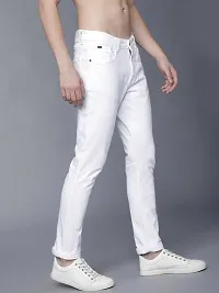 Stylish White Cotton Blend Mid-Rise Jeans For Men-thumb2