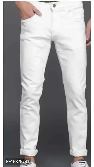 Men Plain White Jeans