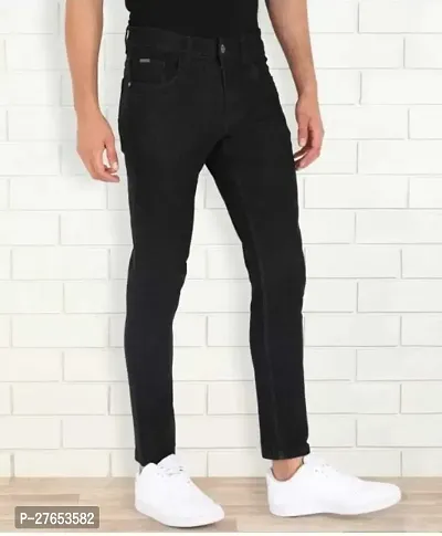 Stylish Black Denim Mid-Rise Jeans For Men-thumb0