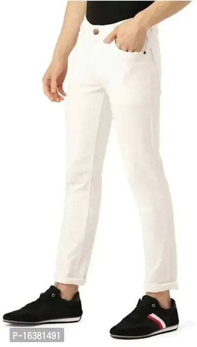 Men Plain White Jeans-thumb2