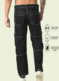 Stylish Black Cotton Blend Cargos For Men-thumb1