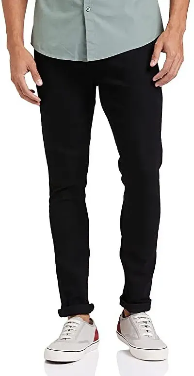 Mens Fashion Plain Jeans Regular Fit