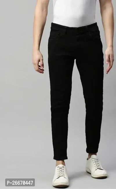 Stylish Black Denim Mid-Rise Jeans For Men