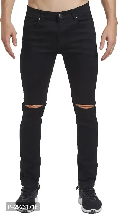 Stylish Black Denim Mid-Rise Jeans For Men-thumb0