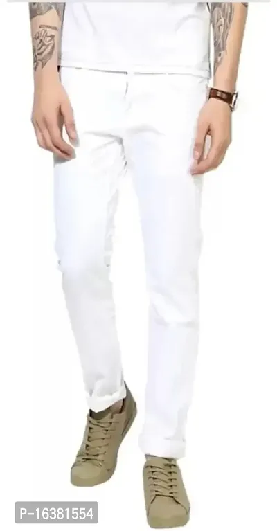 Men Plain White Jeans sdjkio344