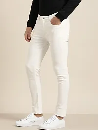 ether Stylish White Pure Cotton Mid-Rise Jeans For Men-thumb1