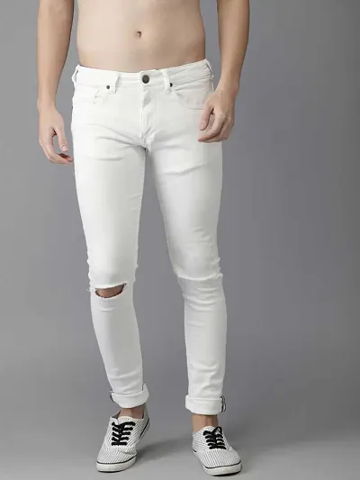 Comfortable Cotton Blend Mid-Rise Jeans For Men