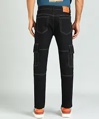 Stylish Black Cotton Blend Cargos For Men-thumb1