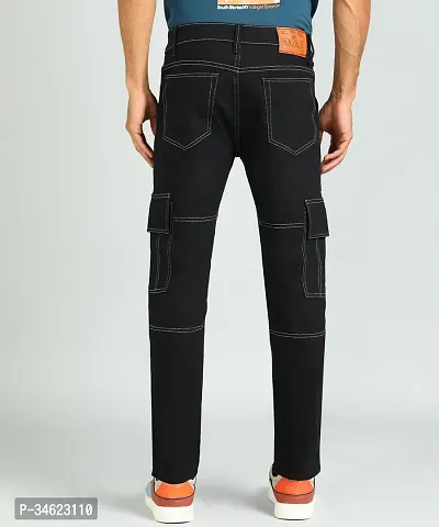 Stylish Black Cotton Blend Cargos For Men-thumb2