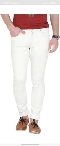 M.Weft Awesome Trendy Slim Fit White Men's Jeans Made by Denim