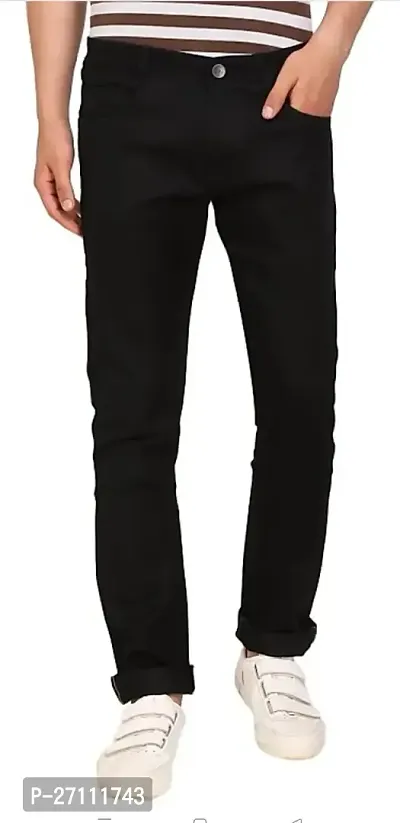 Stylish Black Cotton Blend Mid-Rise Jeans For Men-thumb0