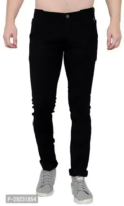 Stylish Black Denim Mid-Rise Jeans For Men-thumb0