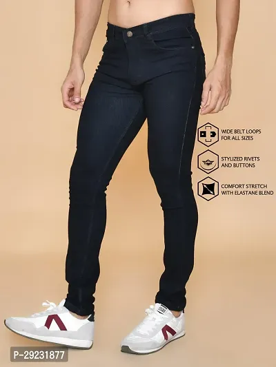 Stylish Black Denim Mid-Rise Jeans For Men-thumb4