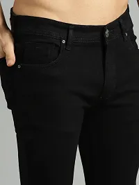 Stylish Black Cotton Blend Mid-Rise Jeans For Men-thumb4