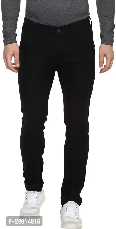 Domini Stylish Black Cotton Blend Mid-Rise Jeans For Men-thumb0