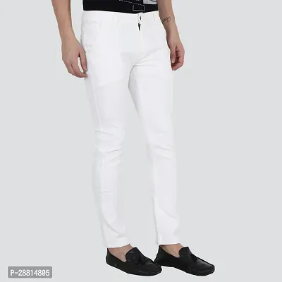 Bestloo Stylish White Cotton Blend Mid-Rise Jeans For Men-thumb3