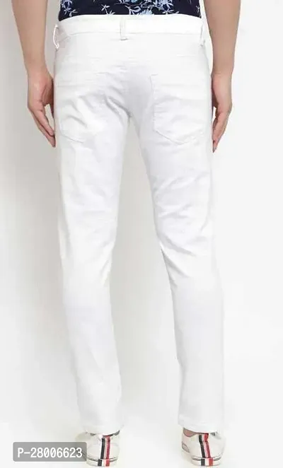 Stylish White Denim Solid Mid-Rise Jeans For Men-thumb2