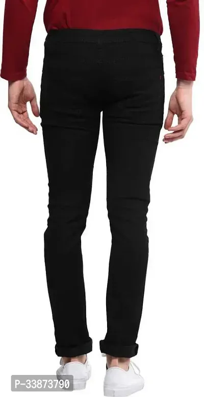 Stylish Cotton Blend Black Regular Fit Mid-Rise Jeans For Men-thumb2