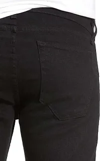 Stylish Black Cotton Lycra Blend Solid Mid-Rise Jeans For Men-thumb3