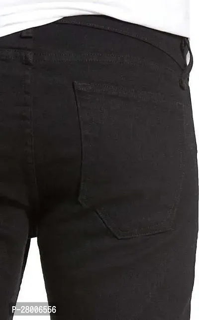 Stylish Black Cotton Lycra Blend Solid Mid-Rise Jeans For Men-thumb4