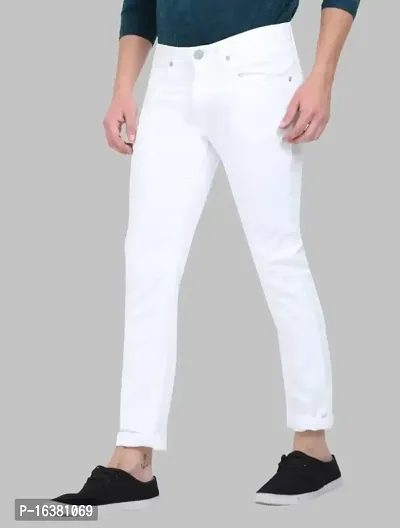 Men Plain White Jeans-thumb2