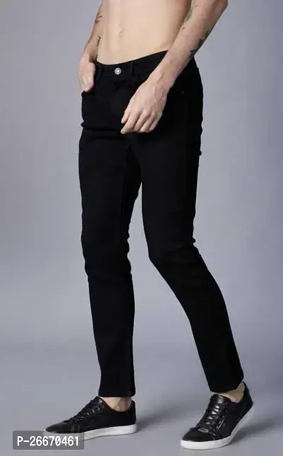 Stylish Black Denim Mid-Rise Jeans For Men-thumb4