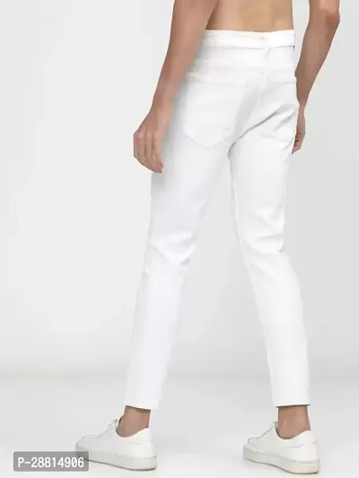 FLETE Stylish White Denim Mid-Rise Jeans For Men-thumb2
