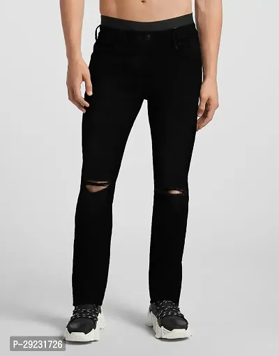 Stylish Black Denim Mid-Rise Jeans For Men-thumb0