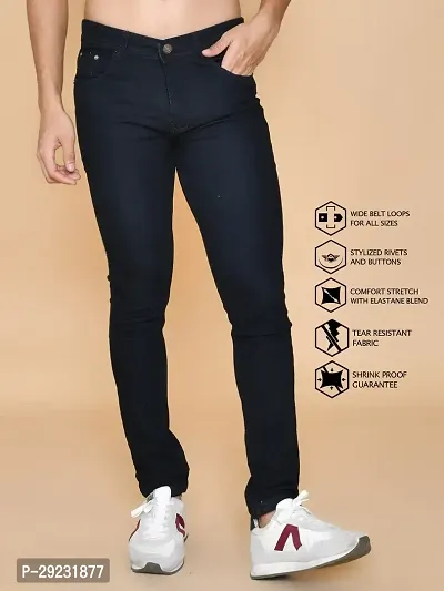 Stylish Black Denim Mid-Rise Jeans For Men-thumb0