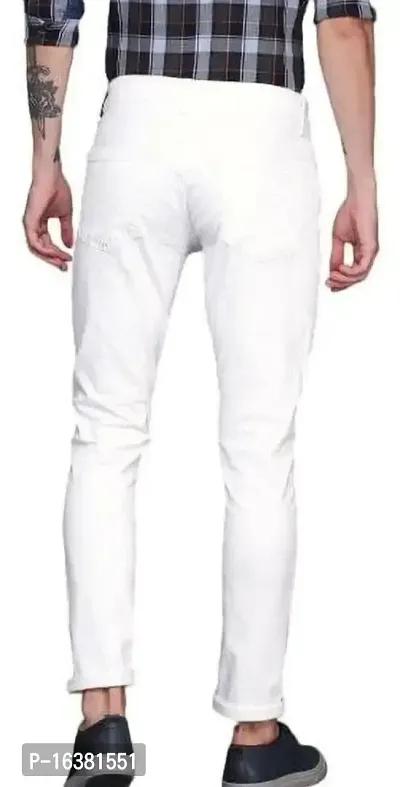 Men Plain White Jeans-thumb2