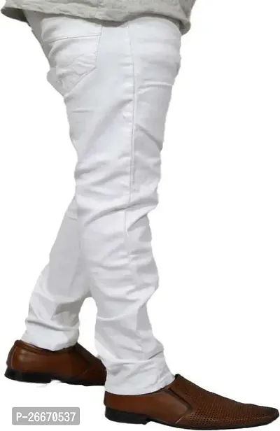 Stylish White Denim Mid-Rise Jeans For Men-thumb3