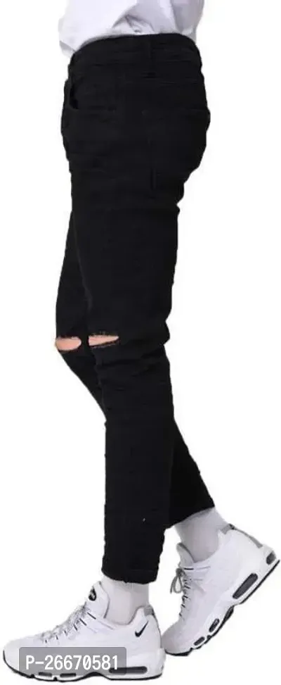 Stylish Black Denim Mid-Rise Jeans For Men-thumb2