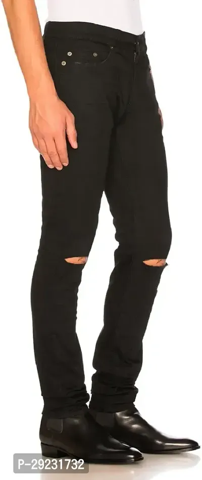 Stylish Black Denim Mid-Rise Jeans For Men-thumb3