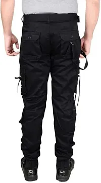 Stylish Black Cotton Blend Cargos For Men-thumb1