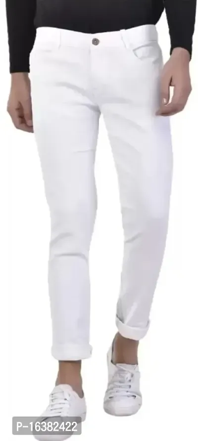 Men Plain White Jeans
