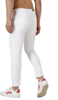 FLETE Stylish White Denim Mid-Rise Jeans For Men-thumb1