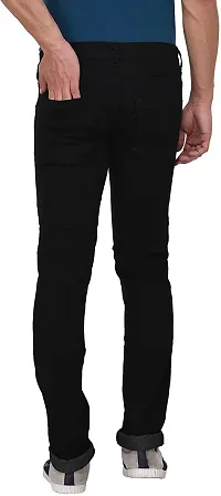 Stylish Black Cotton Lycra Blend Solid Mid-Rise Jeans For Men-thumb1