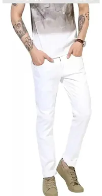 Men Plain White Jeans sdjkio344-thumb1